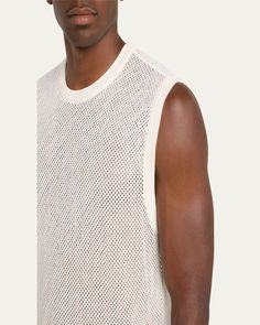 Ksubi "Networth" tank in mesh    Approx. 28"L from shoulder to hem    Crew neckline    Sleeveless    Classic fit    Pullover style    Cotton    Imported White Mesh Sleeveless Tank Top, Spring Mesh Sleeveless Tank Top, Spring Sleeveless Mesh Tank Top, Sleeveless Mesh Top For Spring, Casual Summer Tank Mesh Top, Casual White Mesh Tank Top, Fitted Sleeveless Mesh Top, Casual Style, Casual Spring Mesh Tank Top, Fitted Sleeveless Mesh Top Casual