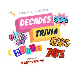 the title for decades 90's trivia goes 70's with various colorful lettering