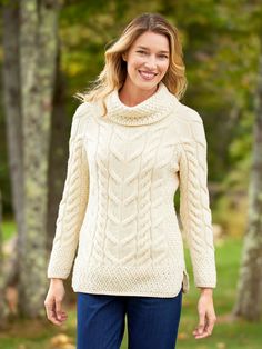 This Ultra-Soft Sweater Features Ireland's Finest Supersoft Merino Wool Wool Cowl, Basketweave Stitch, Vermont Country Store, Country Store, Jeans Leggings, Long Tunic, Cowl Neck Sweater, Softest Sweater, Tunic Length