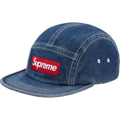 SUPREME CONTRAST STITCH CAMP CAP (SS18) DENIM. #supreme Duck Merch, Denim Outfit Men, Denim Cap, 5 Panel Hat, Different Hats, Bedroom Setup, Hot Sneakers, Trim Color