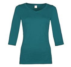 Our basic quarter sleeve shirt "Winda" is made from soft cotton-jersey and comes with a delicate v-neckline. Materials: 95% Organic cotton (kBA) 5% spandex made in Germany Red And Teal, Under Dress, Cotton Leggings, Elbow Sleeve, Softest Sweater, Quarter Sleeve, Teal Blue, Shirt Sleeves, Womens Clothing Tops