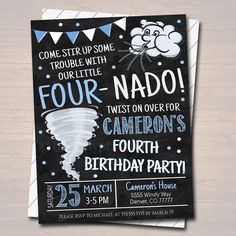 this is a chalkboard style birthday party card