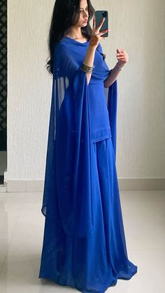 Aesthetic Garara Dress, Simple Mayun Dress Ideas, Dark Blue Punjabi Suit, Semi Traditional Outfits For Women, Dress Ideas With Saree, Indian Casual Suits, Suit Degins Latest, Desi Clothes Pakistani Outfits Simple, Farewell Suits For Women