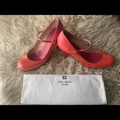 Gorgeous Pink Patent Leather Pumps. Heels 3”. Size 8.5. Gorgeous Pink Coral Color. Worn Once For A Wedding Kate Spade Closed Toe Heels With Heel Strap, Kate Spade Round Toe Heels With Padded Heel, Kate Spade Heels With Heel Strap And Round Toe, Kate Spade Heels With Padded Heel And Round Toe, Kate Spade High Heels With Branded Heel Counter, Kate Spade Round Toe Heels For Spring, Kate Spade Spring Heels With Round Toe, Kate Spade Spring Closed Toe Heels, Kate Spade Spring Almond Toe Heels