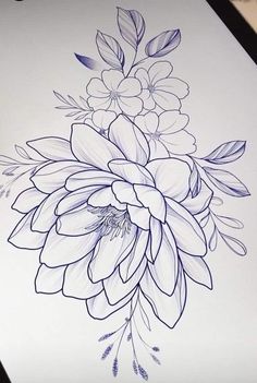 a drawing of flowers on a piece of paper