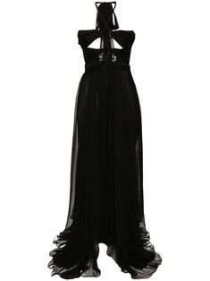 black sheer overlay ruched detailing cut-out detailing gathered tie neck rear lace-up fastening concealed rear zip fastening strapless flared handkerchief hem full-length removable underskirt Maxi Dres, Sheer Maxi Dress, Sheer Overlay, Handkerchief Hem, Sheer Fabric, Tie Neck, Sheer Fabrics, Black Maxi Dress, Evening Wear