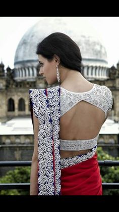 Stunning pattern Modern Saree Blouse, Modern Sari, Cut Work Blouse, Modern Saree, Blouse Design Images