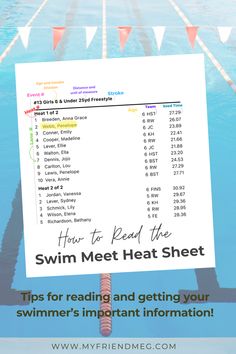 Swim Meet Heat Sheet. Sports Mom Bag, Family Summer Bucket List, Bike Parade, Swimmers Hair, Competitive Swimming, Swim Meet, Team Mom