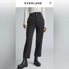 Everlane Side 4 Women’s Straight Leg Pant. Color: Black, Organic Cotton Nwt New Worn Black Bottoms For Elevated Casual Fall Wear, Black Bottoms For Elevated Casual Fall Occasions, Everlane Fall Workwear Pants, Classic Everlane Bottoms For Workwear, Fitted Everlane Bottoms For Workwear, Chic Everlane Cotton Bottoms, Chic Cotton Bottoms By Everlane, Everlane Wide Leg Workwear Pants, Everlane Straight Leg Bottoms For Business Casual