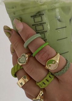 Aesthetic Ring, Evry Jewels, Sage Green Wallpaper, Coffee Drinker, Indie Jewelry, Clothes And Shoes