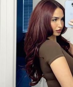 Follow For More ♡ Deep Red Fall Hair, Burgundy Hair Fair Skin, Red Hair For Brown Skin, Deep Cherry Red Hair, Deep Red Hair Color, Cherry Cola Hair, Deep Red Hair