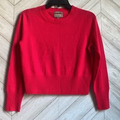 New Without Tags. Size Xs. Berry Red, Which Is A Very Dark Pink Red Crew Neck Sweater With Solid Color, Red Crew Neck Sweater With Ribbed Cuffs, Red Cotton Crew Neck Sweater, Red Soft-washed Crew Neck Top, Red Fine Knit Crew Neck Sweater, Crop Sweater, Cropped Sweater, Dark Pink, Pink Red