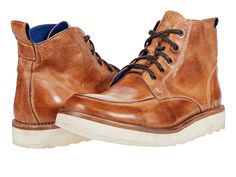 Bed Stu Lincoln - Men's Shoes : Tan Rustic : Dressed up or down, this lace-up Bed Stu Lincoln boot boasts a rugged leather upper with worn-in details for a lived-in look. Soft leather linings. Cushioned leather stationary insole. Synthetic sole. Imported. Measurements: Weight: 1 lb 2 oz Product measurements were taken using size 11, width M. Please note that measurements may vary by size. Weight of footwear is based on a single item, not a pair. Lace-up Leather Moto Boots With Leather Sole, Ankle-high Lace-up Boots With Rubber Sole For Walking, Fall High-top Lace-up Boots With Leather Lining, Rugged Ankle-high Boots With Leather Lining, Fall Leather Lined Round Toe Work Boots, Brown Moc Toe Boots With Reinforced Heel, Fall Leather Lined Work Boots With Round Toe, Fall Work Boots With Leather Lining And Round Toe, Casual Lace-up Boots With Reinforced Heel And Moc Toe