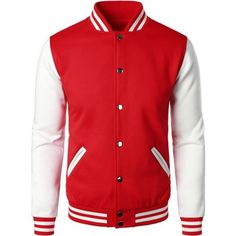 *Features:Contrast Long Sleeves,Ribbed Stand Collar & Cuffs, Two Front Pockets. Classic Design Of Letterman Jacket, Button Down Closure *Fabric: 65% Cotton, 35% Polyester, Soft Cotton Blend Fabric, High Quality And Comfortable. Cotton Jacket Provide Warm In Spring, Autumn/ Early Winter Days. *Fit: Slim Fit Deign, If You Prefer Loose Style, You Could Choose Size Larger Than Usual *Occasion:Suitable For Spring, Autumn, Casual Occasions, Outdoor Activities And Indoor Leisure Wearing, School Wearing White Cotton Varsity Jacket With Button Closure, Red Outerwear With Ribbed Cuffs And Baseball Collar, Fitted Outerwear With Button Closure For College, Varsity Outerwear With Button Closure For Work, Long Sleeve Varsity Jacket With Button Closure For College, Fitted Varsity Jacket With Button Closure For College, Winter Cotton Varsity Jacket With Stand Collar, Winter Varsity Jacket With Snap Buttons, Red Outerwear With Stand Collar And Button Closure