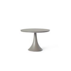 a small round table with a metal base on an isolated white background for use as a centerpiece