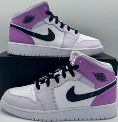 Sporty Lavender Sneakers With Round Toe, Lavender Sporty Sneakers With Round Toe, Lavender Low-top Sneakers For Streetwear, Lavender Lace-up Sneakers With Boost Midsole, Purple Leather Lace-up Jordan Shoes, Lavender High-top Sneakers For Streetwear, Casual Purple Lace-up Basketball Shoes, Sporty Purple Jordan Shoes With Rubber Sole, Purple Sporty Jordan Shoes With Rubber Sole