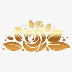 a gold rose with leaves and bubbles in the center on a white background, that is also used as a stencil