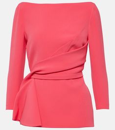 Gathered blouse in pink - Safiyaa | Mytheresa Cotton Tops Designs, Hot Pink Fashion, Bm Dresses, Plus Zise, Minimalist Fashion Women, Fashion Tops Blouse, Futuristic Fashion, Tops Blouse, Elegant Blouses