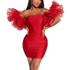 Shein Sxy Off Shoulder Exaggerated Ruffle Ruched Mesh Bodycon Dress In Red, Size Xs New With Tags. In Excellent Condition. Original Price $35.00. Stretch Off-shoulder Bodycon Dress With Ruffles, Off-shoulder Ruffled Dress For Club, Stretch Ruffle Bodycon Party Dress, Party Bodycon Dress With Ruffles, Stretch Ruffled Bodycon Dress For Party, Red Ruched Stretch Mini Dress, Red Stretch Mini Dress For Party, Off-shoulder Ruffled Mini Dress For Club, Red Stretch Off-shoulder Bodycon Dress