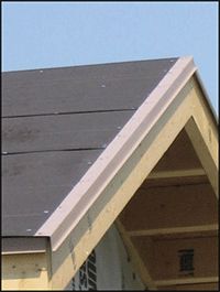 a bird is perched on the roof of a house