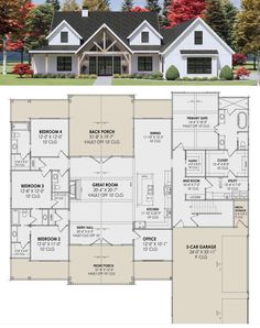 the floor plan for this house is very large and has two master suites on each side