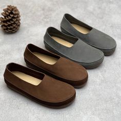 These loafers are designed in a timeless, minimal silhouette, so you'll be sure to wear them often. Made from soft leather, soft bottom that ensure all-day comfort. Wear yours with tailoring and denim alike. Color: Coffee/GreyMaterial: Top Layer CowhideLining: NoInsole: Genuine leatherSole: RubberHeels: 2 cm/0.79"Fit: Medium to Wide, Runs Normal.Origin: Made in China Production Time: About 3-5 days (Any exceptional case will email you, Please pay attention to your email left) Shipping Time: Free Affiliate Blogging, Flat Slipper, Slip On Loafers, Color Coffee, Comfort Wear, Pumps Flat, Sneaker Wedge, Leather Flats, Boot Sandals