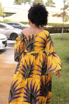 "African Ankara women bell sleeve ankara print full length Maxi Dress handmade dress with purple lace iin the upper front Dress with sides pockets Made with cotton fabric Multi color vibrant bold floral print Contact me for other sizes or if you want different body measurements. Check the measurement before purchasing. Please take your measurements before you order. Please don't assume that you know your measurements because every store has their own size guide. Let me know within 3 days after r Ankara Fabric Maxi Dress With Print, Fitted Long Sleeve Ankara Maxi Dress, Spring Ankara Maxi Dress, Spring Maxi Dress In Ankara Fabric, Fitted Floral Ankara Maxi Dress, Fitted Ankara Maxi Dress For Spring, Yellow Ankara Fabric Maxi Dress, Fitted Printed Maxi Dress In Ankara Fabric, Long Sleeve Ankara Fabric Spring Dress