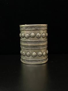 "Wrap this around your wrist, Goddess of Adornment. Antique Cuff Bracelet, Turkmen Tribe Cuff, Bracelet, Silver 3 1/2\" Long Ethnic Bracelet, I am offering this Treasure up for sale to go on many more journeys, I have worn this bracelet for many years, and many adventures, and now it is time for another journey. an antique Turkmen silver long-cuff bracelet. I have enjoyed this Cuff for many years, In my mind, holding the power of adornment and dance. %100 handmade with beautiful Traditional work Vintage Cuff Bracelet, Open Studio, Jewelry Statement, Treasure Chest, Silver Cuff Bracelet, Bracelet Silver, Silver Cuff, My Mind, Go On