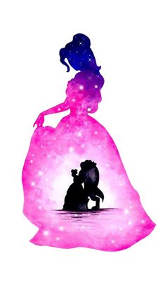 the silhouette of a man and woman kissing in front of a star filled sky with stars