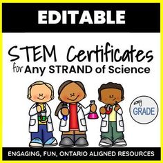 STEM Awards/Certificate Pack Ontario Science Curriculum Middle School 6th Grade, Prek Math, 8th Grade Ela, 2nd Grade Ela, Stem Activity, Math Test Prep, 6th Grade Ela, Elementary Ela