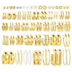 PRICES MAY VARY. 【Gold Hoop Earrings】:You will get 46 pairs of gold earrings that have various styles and sizes,like big hoop earrings,hoop earrings,rectangle earrings, pearl earrings,chunky hoop earrings,stud earrings.Chic and artsy earrings suitable for everyday outfit,bring you good mood. 【Hypoallergenic & High Quality】:Our gold hoop earrings are made of premium alloy,pearls,crystal material,free of lead and nickel,great plating and lasting color retention,not easy to fade,hypoallergenic to w Artsy Earrings, Christmas Birthday Party, Chunky Hoop Earrings, Rectangle Earrings, Big Hoop Earrings, Hoop Earring Sets, Earrings Hoop, Earrings Pearl, Earrings Stud