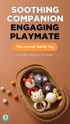 Elevate your baby's world with the timeless elegance of the Animal Rattle Toy. Meticulously handcrafted from natural materials, it harmoniously blends style and sensory development. Choose sophistication for your little one and watch their perception bloom. Soothing Baby, Sensory Development, Knitted Animals, Rattles, Nature Inspired, Little One, Baby Toys, Nature Inspiration, Dolls