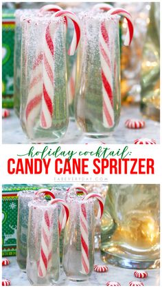 candy cane spritzer in glass mugs for christmas