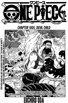 the cover to one piece magazine, featuring an image of a demon and other creatures