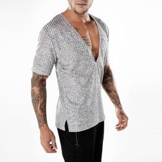 Sleeve Length(cm): Short Style: High Street Material: COTTON Material: Modal Collar: V-Neck Pattern Type: Solid Hooded: No Fabric Type: Broadcloth Sale by Pack: No Gender: Men Item Type: Tops Tops Type: Tees Type: Sexy Deep V-neck T-shirt Gray V-neck T-shirt For Summer, Gray V-neck T-shirt For Spring, Mens Casual Leather Shoes, Wedding Dress Men, Laced Up Shirt, Leather Wedding, Casual Leather Shoes, Two Piece Dress, Deep V Neck