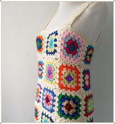 Granny Square Dress Crochet Dress Retro Dress Hippie Dress | Etsy Sleeveless Granny Square Crochet Top For Vacation, Multicolor Beachy Crochet Dress For The Beach, Multicolor Crochet Beach Party Dress, Multicolor Crochet Beach Dress For Beach Party, Summer Crochet Top With Granny Square For Vacation, Multicolor Crochet Beach Dress, Multicolor Beachy Crochet Dress For Beach Season, Summer Hippie Crochet Top With Granny Square, Summer Beach Crochet Dress With Granny Square Details