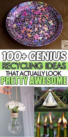 Love recycling projects? Then these recycling DIY ideas are what you need! Whether you are looking to recycle some glass bottles or want to know what to do with your glass bulbs, there is something fun for everyone. #recycle #recyclingprojects #crafts #diybunker Reuse Recycle Repurpose, Recycling Projects, Recycle Crafts Diy, Diy Recycled Projects, Upcycle Repurpose, Plastic Bottle Crafts, Diy Upcycle, Inspire Me Home Decor, Recycled Projects