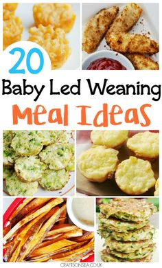 baby led weaning meal ideas with text overlay that reads 20 baby led weeing meal ideas