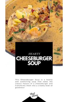 a brochure ad for hearty cheeseburger soup