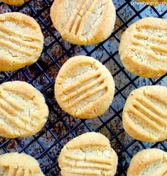 some cookies are cooling on a wire rack