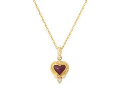 GURHAN, GURHAN Romance Gold Ruby Pendant Necklace, 9mm Heart set in Wide Frame Red Heart Pendant Necklace In 14k Gold, Valentine's Day Yellow Gold Ruby Necklace, Heart-shaped Ruby Necklace In Yellow Gold, Vintage Red Heart-shaped Necklace, Heart-shaped Ruby Gemstone Necklace, Ruby Necklace Pendant, Ruby Pendant, Red Stone, Pure Gold