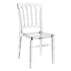 a clear plastic chair on a white background