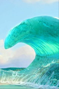 a painting of a large wave in the ocean