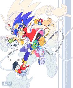 sonic the hedgehog holding a game controller and playing video games in front of an abstract background