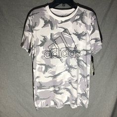 Adidas White/Gray Short Sleeve T Shirt Youth Size Xl New With Tags Offers Welcome!! 100% Cotton Casual White Adidas Shirt, White Casual Adidas Shirt, Casual Gray Sports Shirt, Gray Logo Print T-shirt For Spring, Spring Gray Shirt With Graphic Print, Adidas White T-shirt For Spring, Gray Casual Shirt With Logo Print, Casual Gray Shirt With Logo Print, White Sports Shirt For Spring