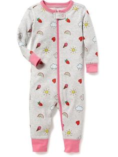 product photo Strawberries Ice Cream, Toddler Girl Pajamas, Girl Pajamas, Zipper Jumpsuit, Girls Pajamas, Baby Prints, Knit Cotton, Knit Cuff