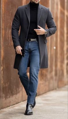 Winter Outfits For Men, Outfits Quotes, Herren Style, Outfits For Men, Winter Fashion Coats, Coat Outfit, Mens Casual Dress Outfits