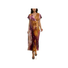 Step into a fresh style with this gorgeous Women's Nina Leonard Tie Dye Print Flutter Sleeve V-Neck Maxi Dress.Click on this WOMEN'S GUIDE to find the perfect fit and more! Step into a fresh style with this gorgeous Women's Nina Leonard Tie Dye Print Flutter Sleeve V-Neck Maxi Dress.Click on this WOMEN'S GUIDE to find the perfect fit and more! FEATURES V-neck Short flutter sleeves Elastic waist Pullover styling Unlined Straight hemFIT & SIZING Wrap silhouette 53-in. length from shoulder to hem M Casual Maxi Dress With Surplice Neckline For Fall, Spring Rayon Maxi Dress With Surplice Neckline, Multicolor Casual Maxi Dress With Surplice Neckline, Casual Multicolor Maxi Dress With Surplice Neckline, Brown Short Sleeve Maxi Dress For Summer, Short Sleeve Maxi Dress For Beach In Fall, Short Sleeve Maxi Dress For Fall Beach, Short Sleeve Maxi Dress For Fall Beach Outing, Brown Summer Dresses With Flutter Sleeves