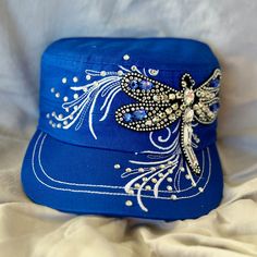 These Hats Are New From Mfg. Beautiful Bling And Stich Work. Each One Has An Adjustable Velcro Back. Color Is Royal Blue. Blue Adjustable Hat With Rhinestones, Adjustable Blue Hat With Rhinestones, Blue Rhinestone Hat For Summer, Blue Summer Hat With Rhinestones, Sewing Clothes, Belts, Royal Blue, Color Blue, Women Accessories