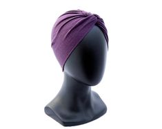 Purple Turban Hat Women's Hat Turban Beanie Wool Turban Winter Turban Soft Turban Chemo Turban Handmade Turban Chemo Hat Hairloss HatModern Turban hat, constructed from a pattern of my own design!Sewn in New York City from soft wool/lycra jersey!The turban twist can be worn in the front, on the side, or in the back!Completely self lined, with no exposed seams.One size fits all.More styles available here:https://www.etsy.com/shop/KatarinaHats?section_id=20363653&ref=shopsection_leftnav_10For diff Casual Adjustable Solid Color Turban, Purple One Size Headwrap Headband, Hat Turban, Chemo Turbans, 1950s Hat, Hair Covering, Knit Turban, Orange Hats, Purple Hats